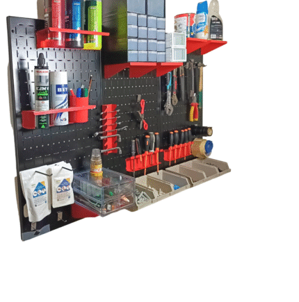 لوحة تنظيمة للأدوات Kit 3 Panneau Organisateur D’outillage Métallique Avec Accessoires De Rangement – Pegboard – Noir Rouge