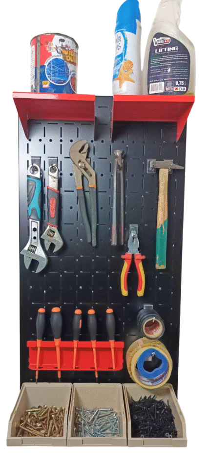 لوحة تنظيمة للأدوات Kit Basic Panneau Organisateur D’outillage Métallique Avec Accessoires De Rangement – Pegboard – Blanc noir