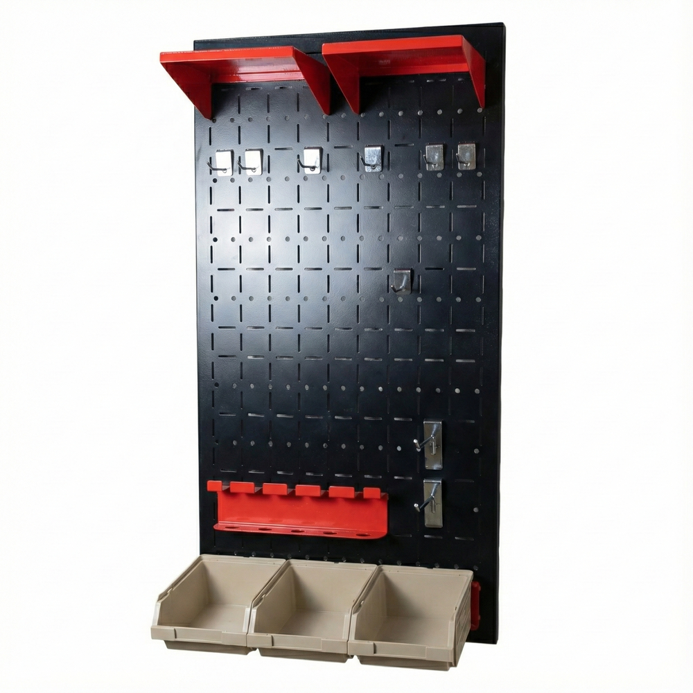 لوحة تنظيمة للأدوات Kit Basic Panneau Organisateur D’outillage Métallique Avec Accessoires De Rangement – Pegboard – Blanc noir