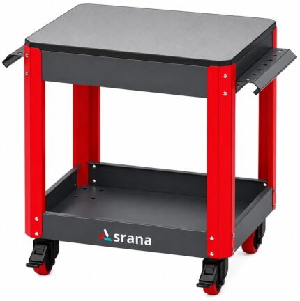 Tabouret d'atelier métallique sur roues avec plan HPL  كرسي ورشة – STL002